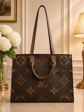 Authentic Louis Vuitton Onthego GM Giant Monogram Tote Bag
